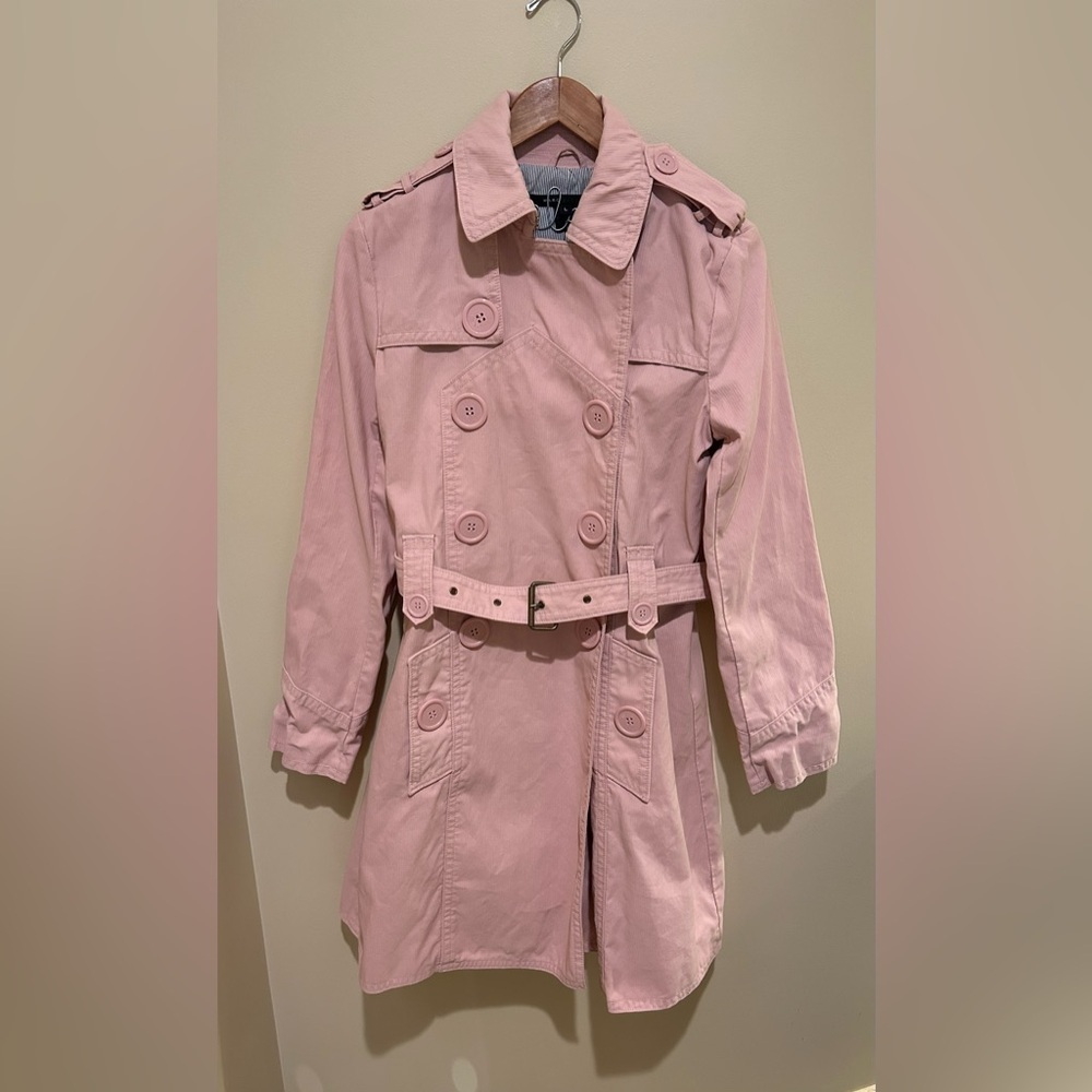 Marc Jacobs Y2K Pink Trench Coat With Buttons Size Large - Picture 2 of 9